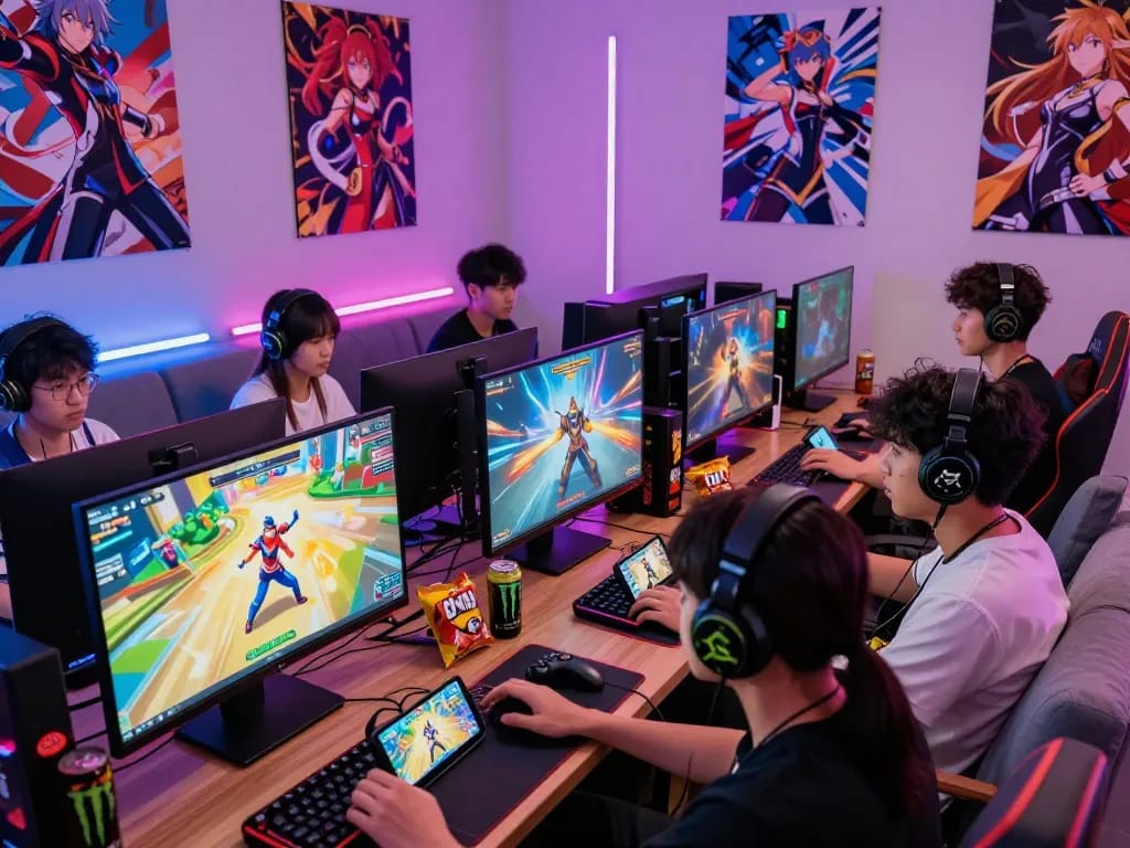 Engaging players enjoying anime porn games in a vibrant gaming environment.