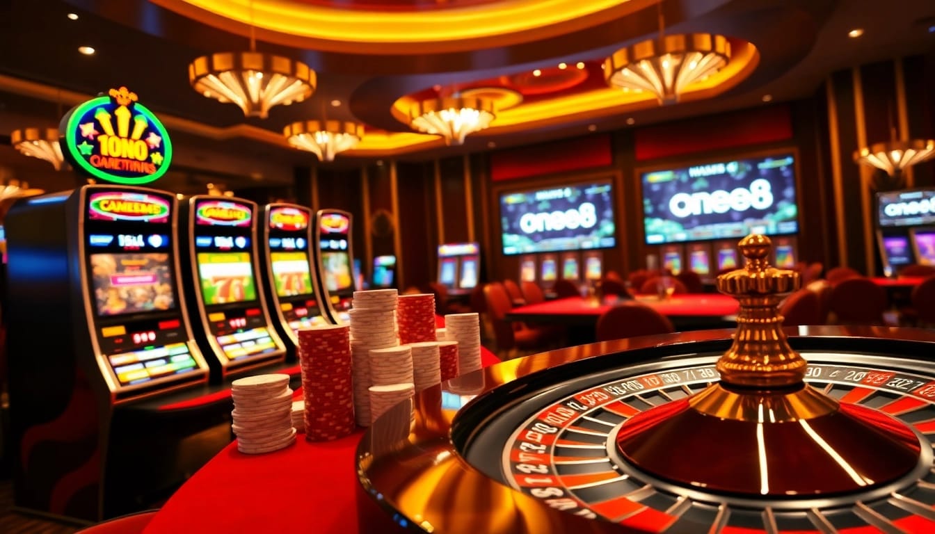 Exciting nổ hũ one88 slot machine scene in a glamorous online casino.