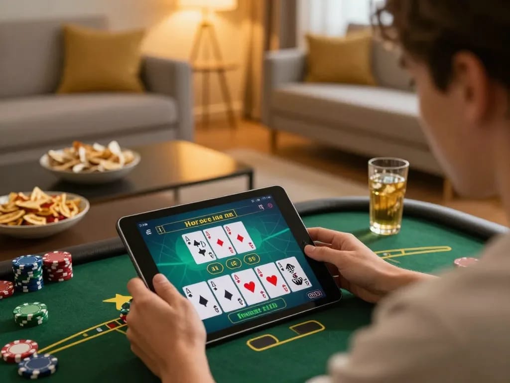 Engaging gameplay on trang chủ lc88 showcasing Baccarat betting interface at home with cozy atmosphere