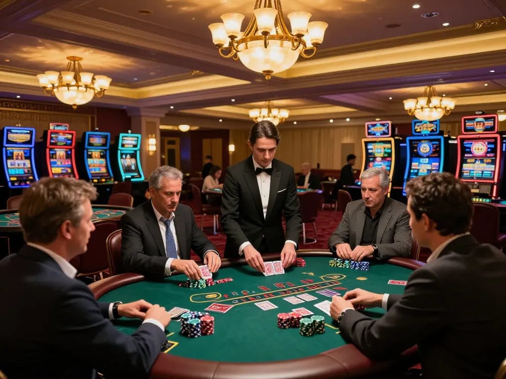 Players engaged at the blackjack table, exemplifying high-stakes action at DA88 casino.