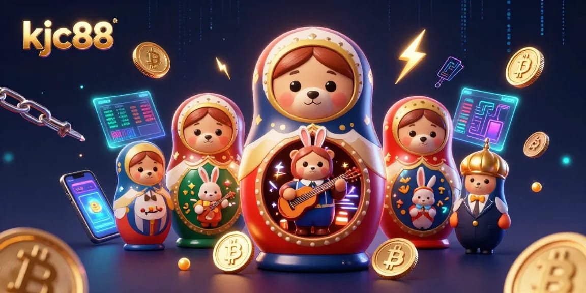 KJC88 users engage in thrilling games animated by vibrant characters and cryptocurrency elements.
