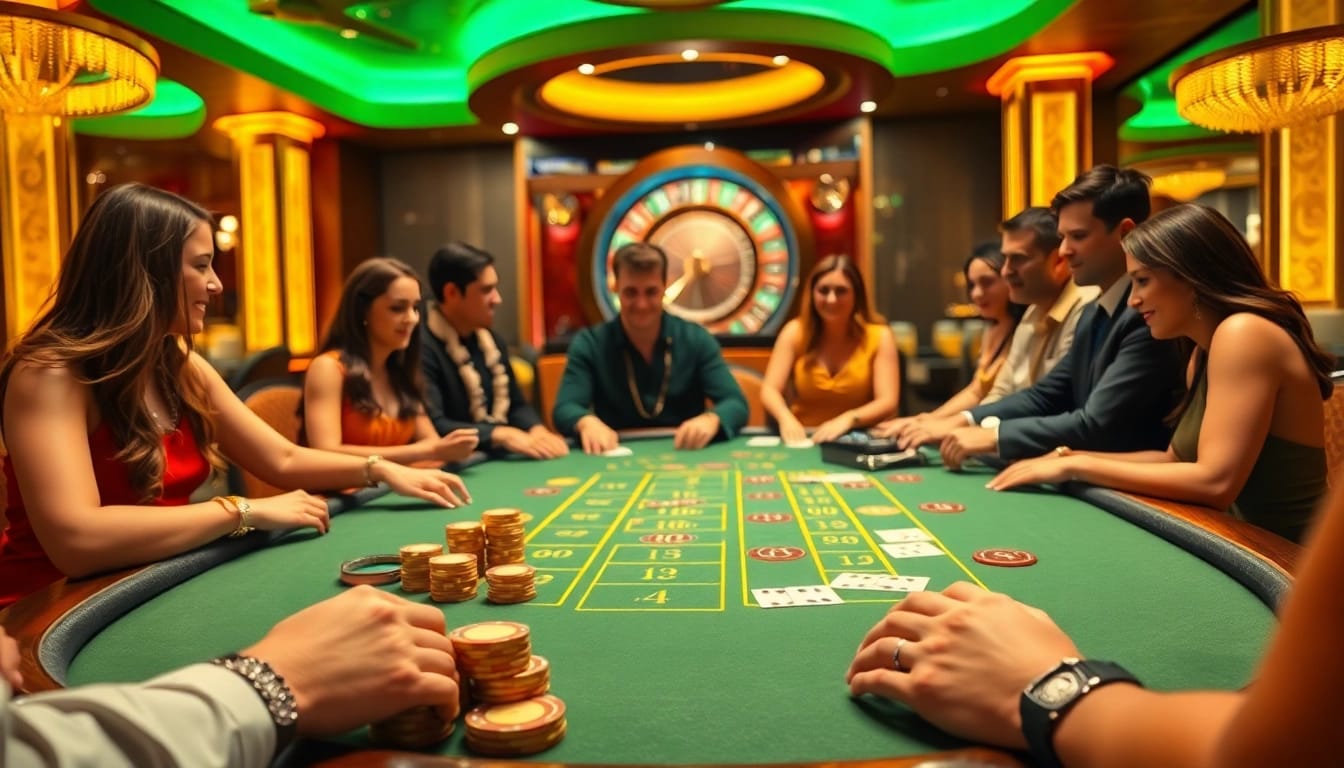 Engage in thrilling blackjack at a casino featuring nohu-inspired decor elements and vibrant chip stacks.