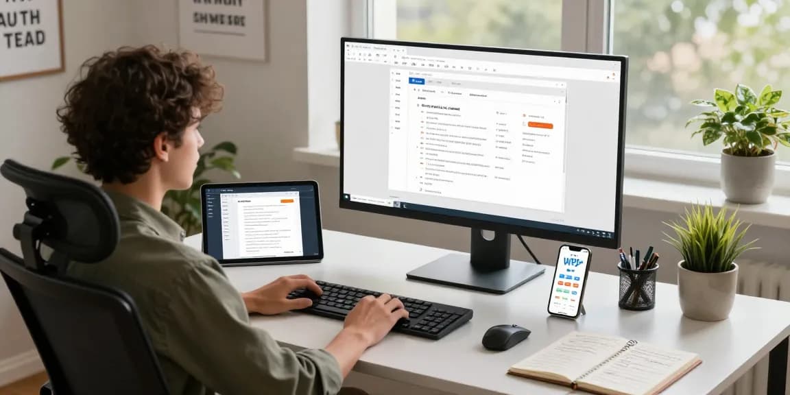 WPS Download interface displayed on a modern workspace screen with productivity tools.