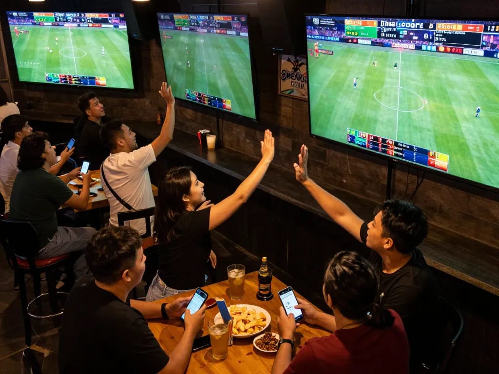 Bettors engaging in live sports betting activities at OPEN88 COM during a thrilling game.