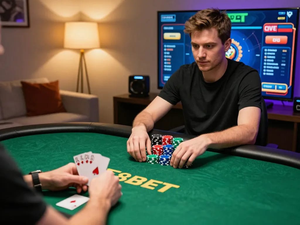 F8BET players enjoying a lively online poker game with vibrant graphics and friendly competition