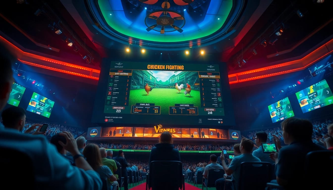 Dynamic online betting scene at http://alo789hr.com/ showcasing live chicken fights and interactive betting options.