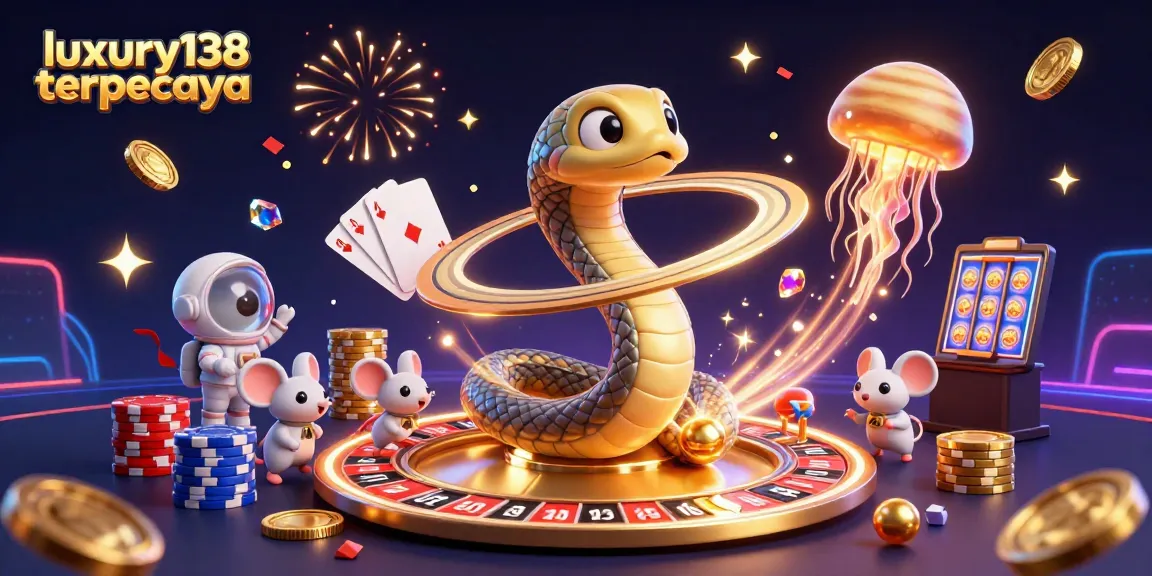 Experience the thrill with luxury138 terpecaya casino illustration showcasing vibrant gaming elements and cosmic characters.
