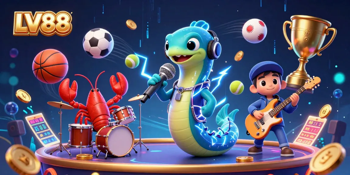 Experience LV88's vibrant underwater casino scene with a DJ electric eel, lobster drummer, and seahorse guitarist.