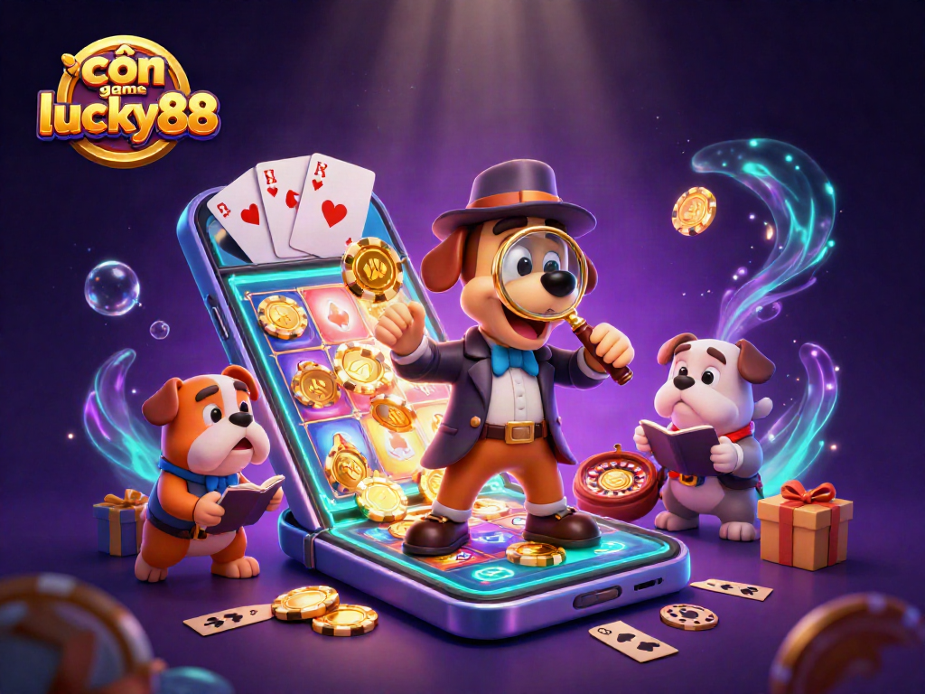 Experience thrilling fun with cổn game lucky88 in this vibrant 3D casino adventure illustration.