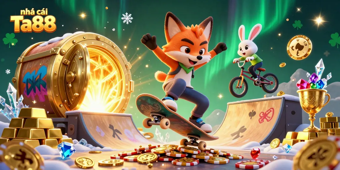 Experience the excitement at nhà cái Ta88 with a dynamic 3D casino adventure featuring vibrant characters.
