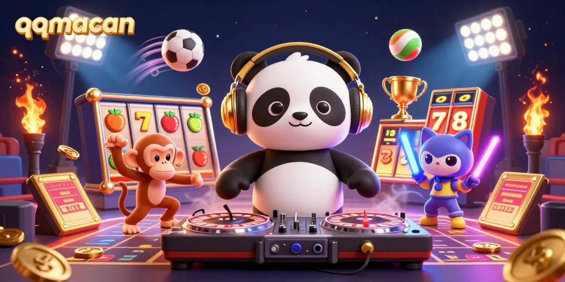 Slot gacor di qqmacan dengan panda DJ, breakdance monyet, dan kucing glow-stick