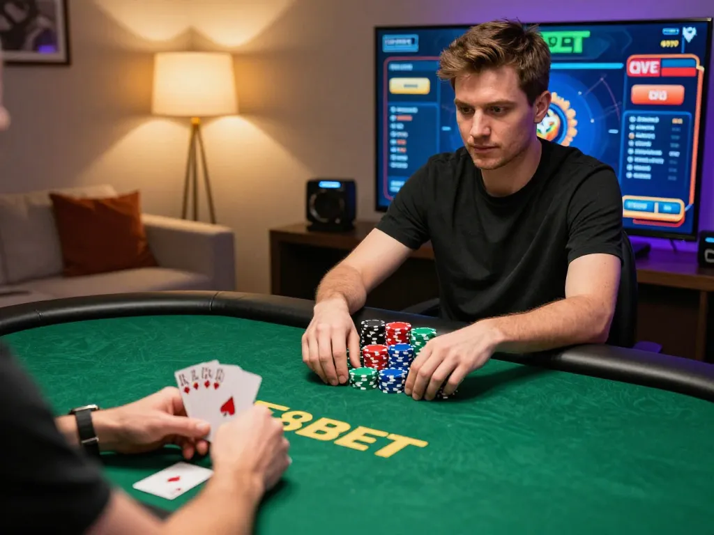 F8BET players enjoying a lively online poker game with vibrant graphics and friendly competition