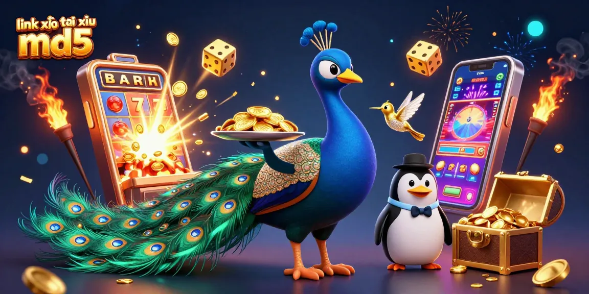 Experience the excitement of link vào tài xỉu md5 with a stunning casino scene showcasing jackpot elements and vibrant characters.