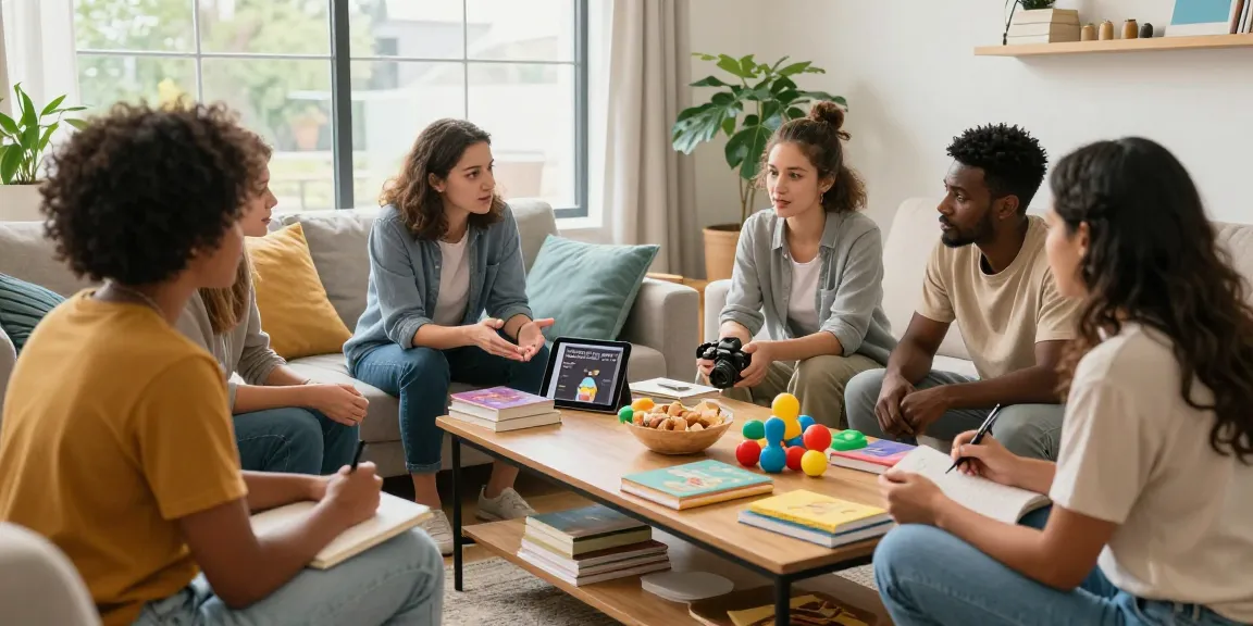 Rokok88 community gathering of parents discussing parenting tips in a cozy living room.