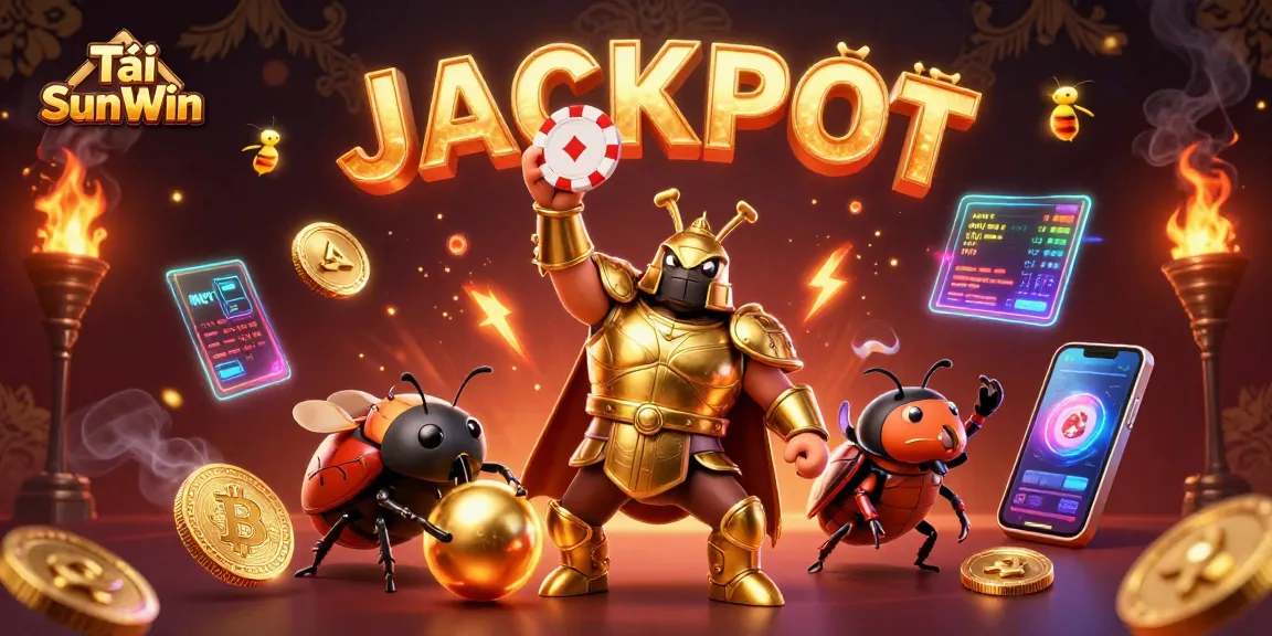 Win big with Tải SunWin in this vibrant 3D illustration showcasing a jackpot celebration.