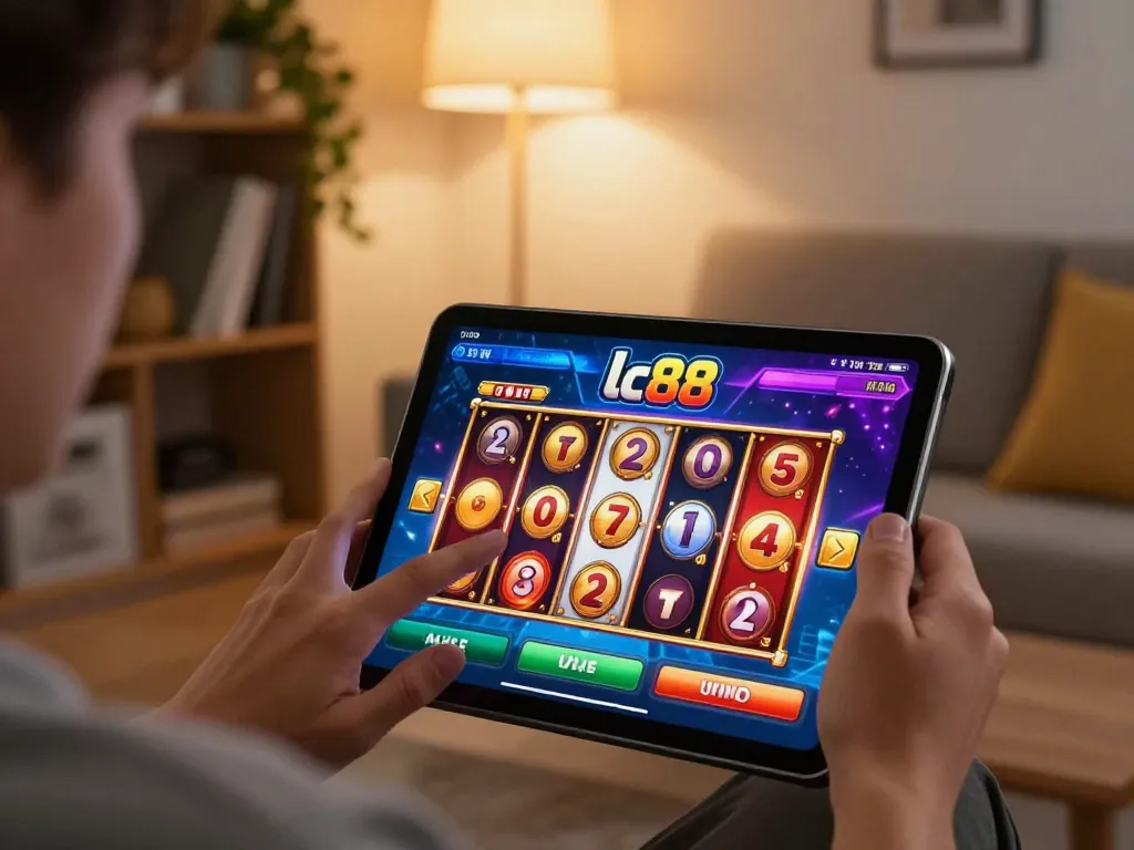 Player engaging with the lc88 casino app during an exciting online slot game experience.