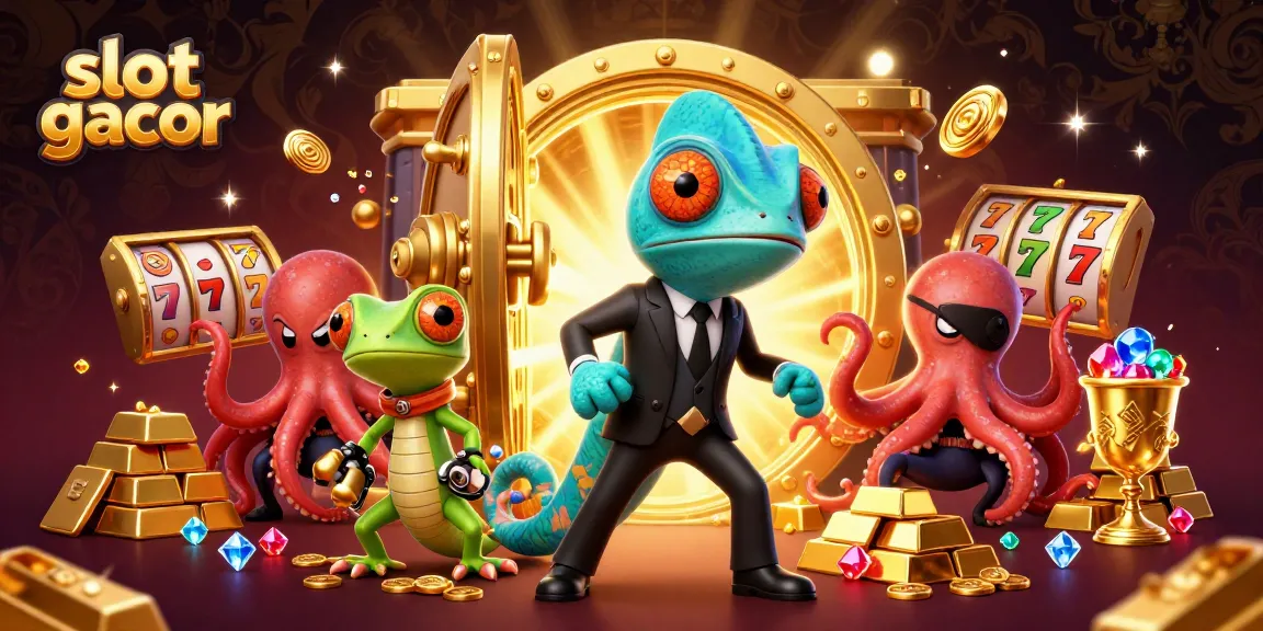 Putaran slot gacor dengan karakter kartun berwarna secara dinamis yang menunjukkan aksi menguntungkan di kasino