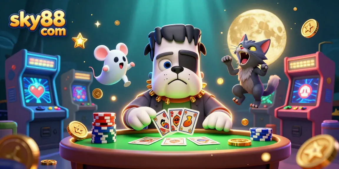 Experience thrilling gaming with sky88 com amidst vibrant casino elements and dynamic characters.