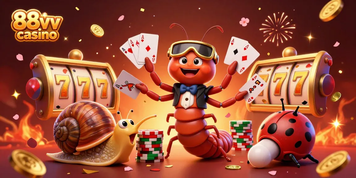 Engage in thrilling games at 88vv casino featuring a dynamic gaming scene with colorful characters and rich elements.