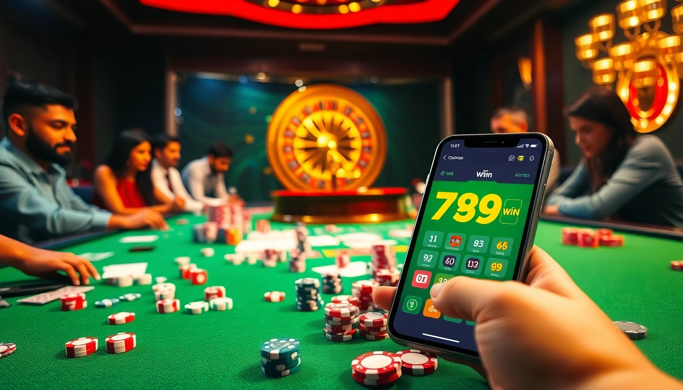Experience 789 win excitement with vibrant casino tables, poker chips, and engaging gameplay.