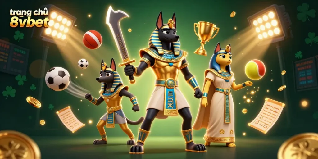 Experience exciting gameplay on the trang chủ 8vbet platform with our vibrant casino-themed illustration.